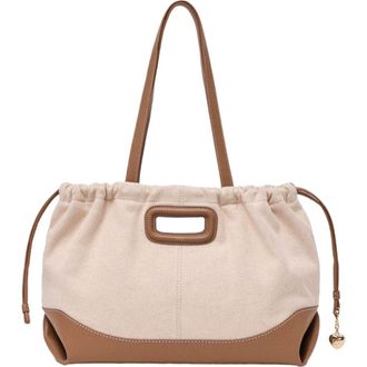 Maje Milpli canvas and leather tote bag in Moka/white at Nordstrom, Size Medium