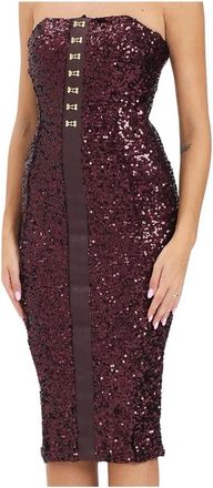Elisabetta Franchi Kleedjes, Dames, Paars, M, Polyester, Abito Longuette Stretch
