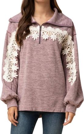 Entro All About The Lace Pullover In Mauve