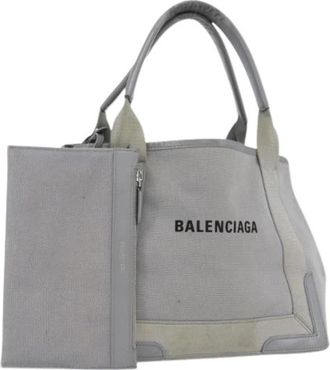 Balenciaga Pre-owned Canvas Tote Bag - Dames - Vintage Shopper - Grijs - ONE Size - Leer - Vintage
