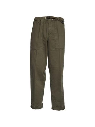 White Sand Olive Green Cotton Cargo Trouser