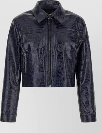 Pinko crocodile effect cropped single breasted coat