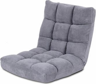 Costway Sedia da Pavimento, Sedia Imbottita Regolabile in 14 Posizioni, Poltrona Salotto per Relax, Yoga, Lettura (Grigio)