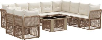 vidaXL Conjunto De Sof&aacute;s De Jard&iacute;n 11 Uds. Beige Rat&aacute;n Sint&eacute;tico Vidaxl