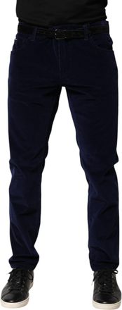 Dolce & Gabbana Mens Corduroy Regular Fit Pants - Navy Cotton - Size EU 54 (Mens)