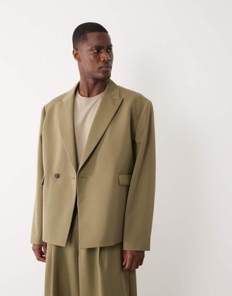 Asos Giacca da abito squadrata avvolgente verde polvere