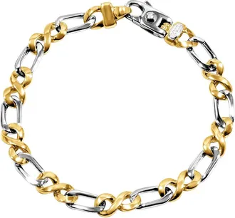 Pompeii3 Mens Figaro Link 14k Gold (28gram) or Platinum (46gram) 7-8mm Bracelet 8.25