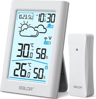 OEM Estaci&oacute;n Meteorol&oacute;gica Inal&aacute;mbrica Con Sensor Exterior, Radio Reloj Digital Dcf, Term&oacute;metro E Higr&oacute;metro Para Interiores Y Exteriores, Para Pron&oacute;stico