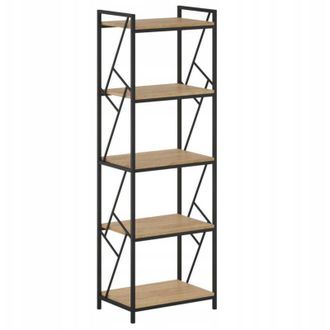 OEM Librer&iacute;a Loft 5 Estantes Roble Natural Para Sal&oacute;n Estructura Negra Para Libros Furnitex