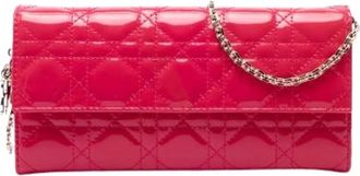 Dior Pre-owned Wallet on Chain - Dames - Pre-owned - Roze - Maat: ONE Size Leer