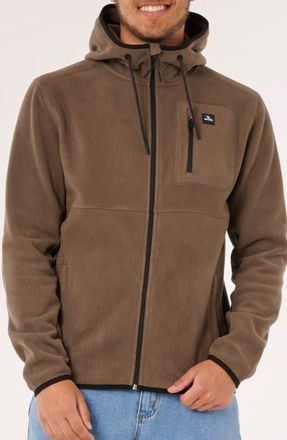 Rip Curl Departed Polar Fleece Zip Hoodie in Rock at Nordstrom, Size X-Large