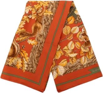 Herm&egrave;s Pre-owned Scarves, female, Orange, Size: ONE SIZE Pre-owned Silk Scarf