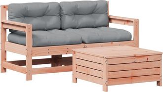 vidaXL Juego De Sof&aacute;s De Jard&iacute;n 3 Pzas Y Cojines Madera Abeto Douglas Vidaxl