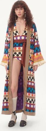 Valentino Vestaglia In Twill Stampa Opticool Riga Pois Donna MULTICOLOR 36