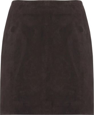 Rotate Suede Mini Bell Skirt - Dames - Leren & Su&egrave;de rokken - Bruin - M - Leer - Rokken