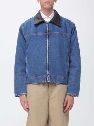 Bottega Veneta Giacca di jeans in denim di cotone con colletto in pelle