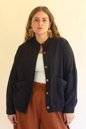 Kalalou Light Buttondown Bomber Jacket W Front Pockets