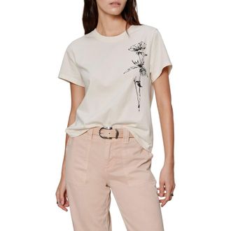 Sanctuary Timeless Floral Organic Cotton Graphic T-Shirt in Collagen White/Dandelion at Nordstrom, Size X-Small