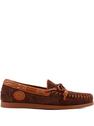 Valentino Garavani lace-detail boat shoes - Brown