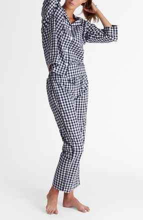 Sleepy Jones Marina Pajama Set in Large Navy Gingham at Nordstrom, Size X-Small