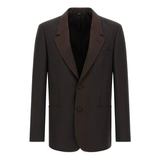 Fendi Jassen, Heren, Bruin, L, Wol, Enkelrijige Blazer van Wolcr&ecirc;pe