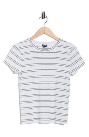 Splendid Stripe Rib T-Shirt in Olive Green/White at Nordstrom Rack, Size X-Large
