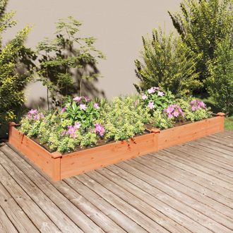 vidaXL Vidaxl - Jardinera Arriate Con Forro Madera Abeto Marr&oacute;n 240x120x25 Cm
