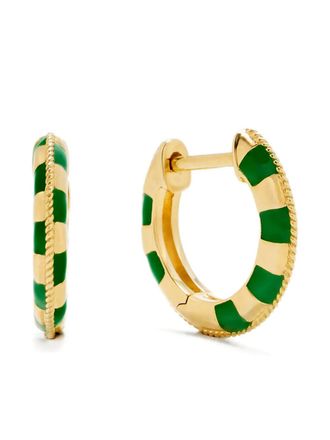 Yvonne Léon 9K yellow gold hoops earrings - women - 9kt Yellow Gold/Enamel - One Size