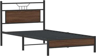 vidaXL Bed Frame without Mattress Brown Oak 107x203 cm Engineered Wood Vidaxl