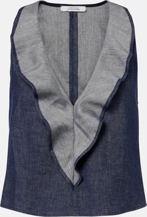 Dorothee Schumacher Crop top Fluid Denim de denim con volantes