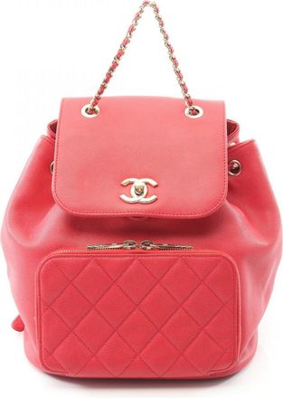 Chanel Matelasse Red Color Leather Backpack (Pre-Owned)