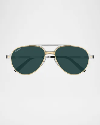 Cartier Men & apos;s CT0477SM Metal Aviator Sunglasses
