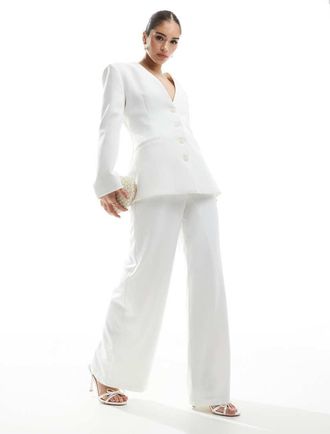 Six Stories Pantaloni sartoriali a fondo ampio avorio da sposa in coordinato-Bianco