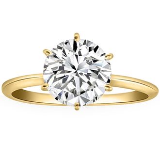 Pompeii3 Certified 2 1/2CT Lab Grown Diamond Solitaire Thin Engagement Ring 14k Yellow Gold