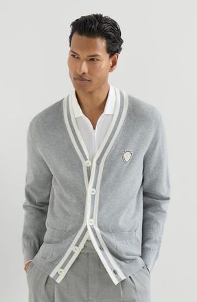 Brunello Cucinelli Cotton cardigan with logo in Grey at Nordstrom, Size Xxx-Large Eu