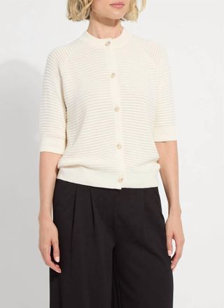 Lyss&eacute; Regina Short Sleeve Cardigan In Ecru