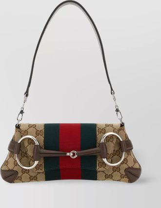 Gucci gg fabric horsebit chain shoulder bag
