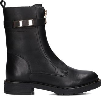 Notre-V Zwarte Leren Enkellaarzen voor Dames - Dames - Enkellaarsjes - Zwart - 37 EU - Wol - Schoenen