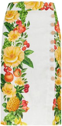 Farm Rio Gonna midi a fiori - Bianco