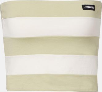 Miu Miu Striped cotton jersey bandeau top