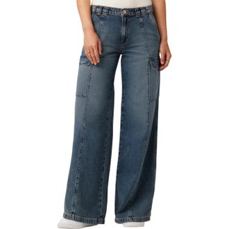 Hudson Womens Mid Rise Utility Wide Leg Cargo Jeans In Deep Blue