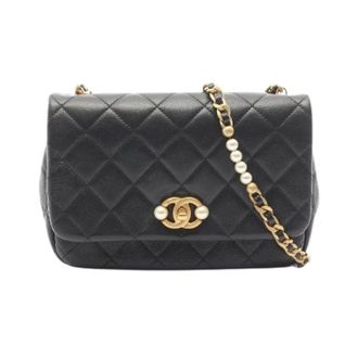 Chanel Pre-owned Matelasse Leren Schoudertas - Dames - Pre-owned - Zwart - Maat: ONE Size Leer