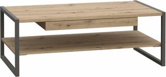 Home Heavenly Mesa centro industrial frank, con revistero y cajón. 110x60x40 cm. Fabricado en Europa. Color: Roble Artisan-Antracita - Home Heavenly
