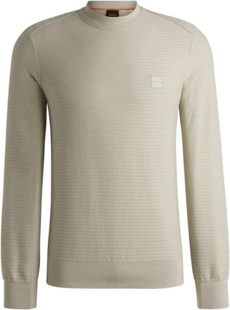 BOSS Cotton piqu&eacute; sweater with logo patch