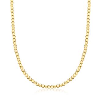 Ross-Simons Italian 4mm 18kt Gold Over Sterling Bead-Chain Necklace