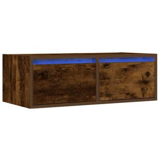 vidaXL Tv Cabinet with led Lights Smoked Oak 75x35.5x25 cm Vidaxl