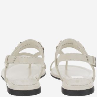 Gucci Kids Leather Sandal With Web White