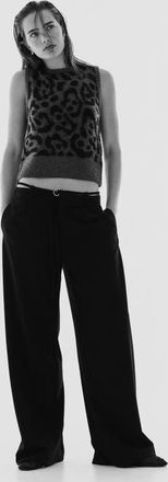 H&M Belted Tailored Trousers in Black at Nordstrom, Size 16