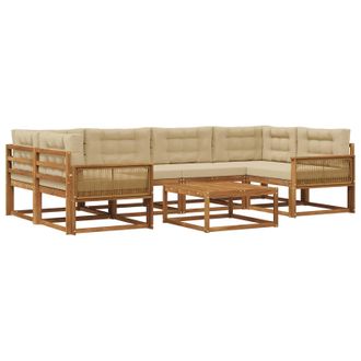 vidaXL Conjunto De Sof&aacute;s De Exterior Con Coj&iacute;n 7 Pcs Natural Y Beige Vidaxl