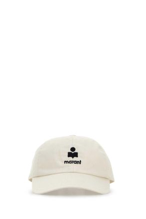 Isabel Marant White Logo Textured Baseball Hat